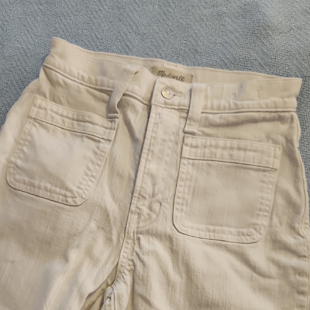 Madewell Ivory Perfect Vintage Wide Legged Cropped Jeans
